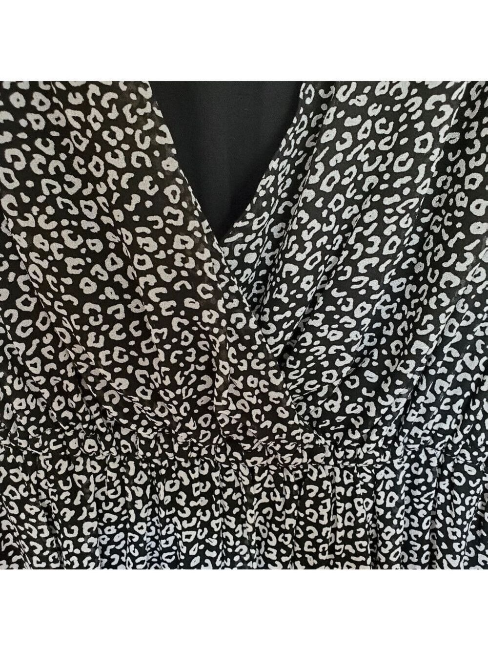 ANTHROPOLOGIE MAEVE 'CAROLYN' DRESS MINI LEOPARD PRINT BLK WHT WOMENS (XS) - Picture 6 of 15